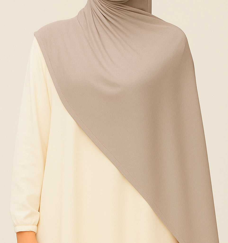 Light Beige Baumwoll Hijab-0