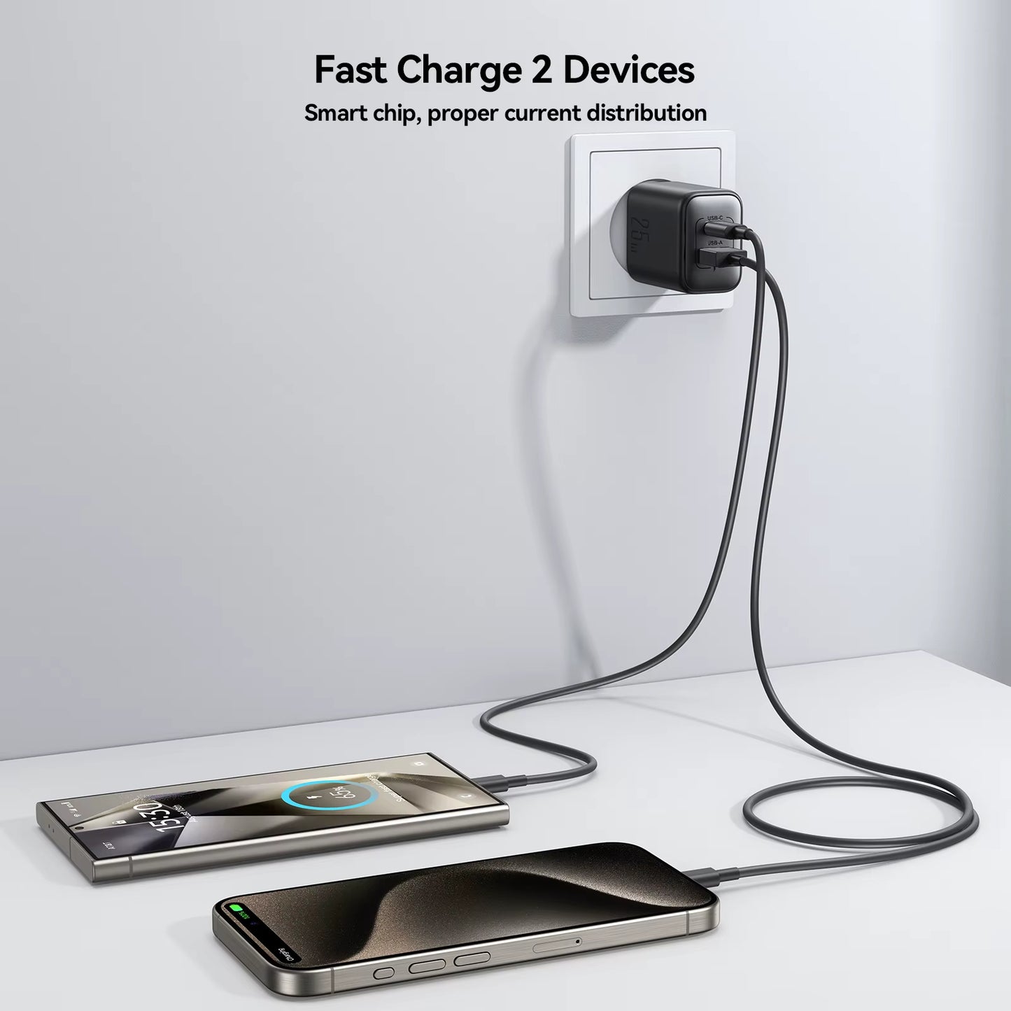PD 25W USB Charger Type C Fast Charging Adapter USB-A+USC-C Portable Travel Wall Charger for Iphone 16 15 14 Samsung