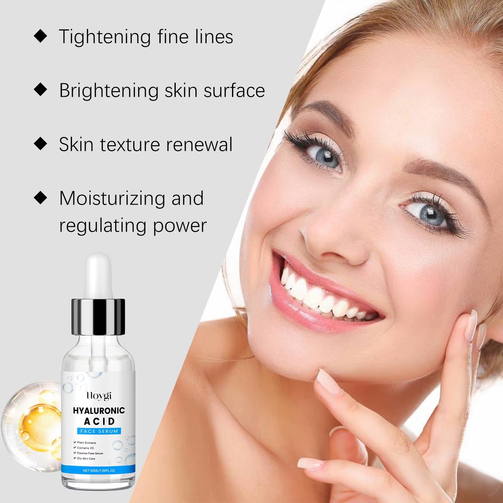 Hyaluronic Acid Serum 50Ml anti Aging Face Serum with Centella Asiatica Deep Hydration for Glowing Skin for Fine Lines Wrinkles