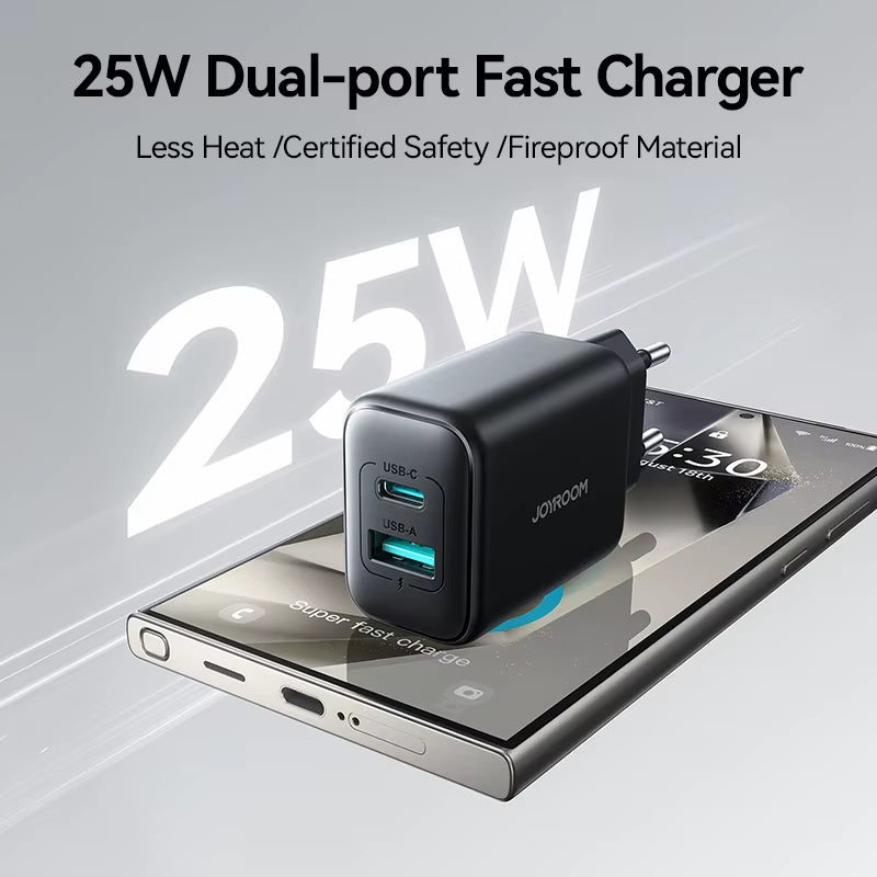 PD 25W USB Charger Type C Fast Charging Adapter USB-A+USC-C Portable Travel Wall Charger for Iphone 16 15 14 Samsung