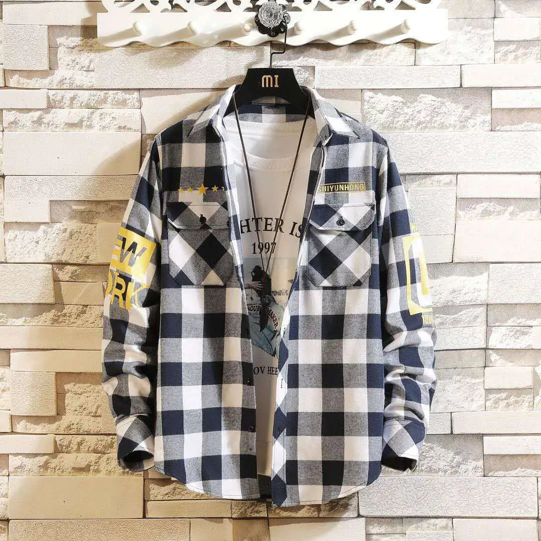 Men's Stylish Slim Fit Plaid Shirt